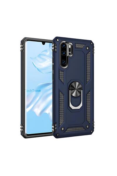 TechTrove Huawei P30 Pro Kılıf Yüzüklü Stand Olabilen Magnetic Tpu Tank Kapak