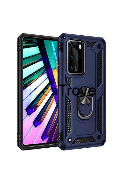 TechTrove Huawei P40 Pro Kılıf Yüzüklü Stand Olabilen Magnetic Tpu Tank Kapak
