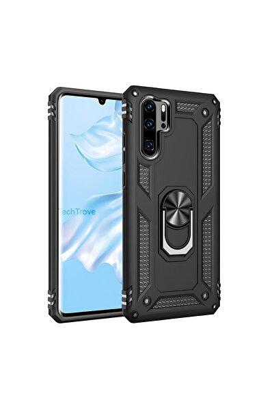 TechTrove Huawei P30 Pro Kılıf Yüzüklü Stand Olabilen Magnetic Tpu Tank Kapak