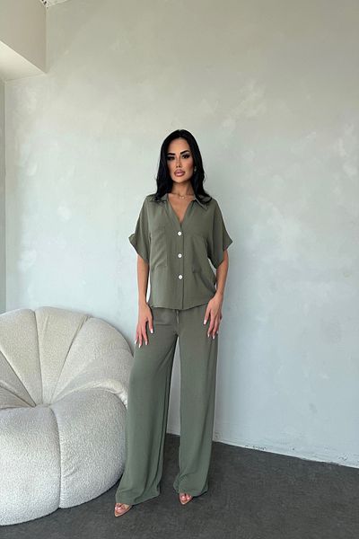 LİLA İSTANBUL Shirt Collar Oversize Buttoned Double Set