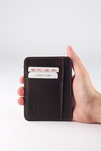ARI Genuine Thin Leather Card Holder (Dark Brown)