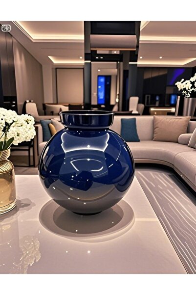 Lui Tasarım Özel Tasarım Modern Sade Şık Zarif Mavi Vazo 22*24*11