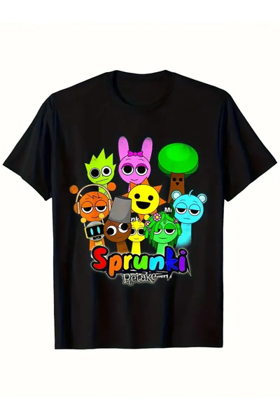 GALASHOP تي شيرت Sprunki Boys مطبوع عليه رسوم كارتونية