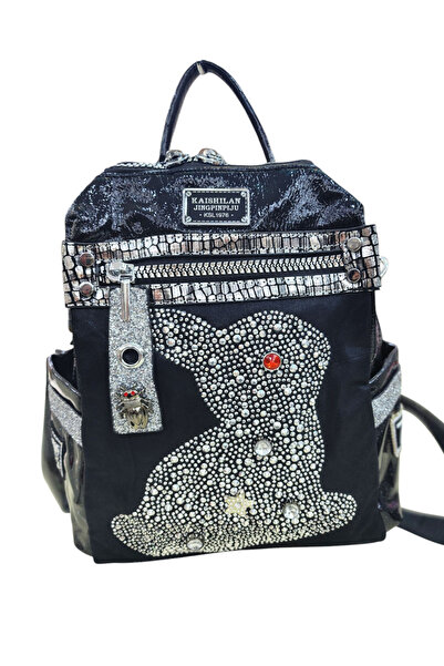 OUEEN ELİZABETH مجسم حجري مرصع بـ 6 عيون مع خيارين (الكتف والظهر) حقيبة نسائية