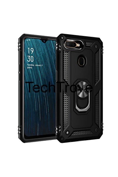 TechTrove Oppo A12 Kılıf Yüzüklü Stand Olabilen Magnetic Tpu Tank Kapak