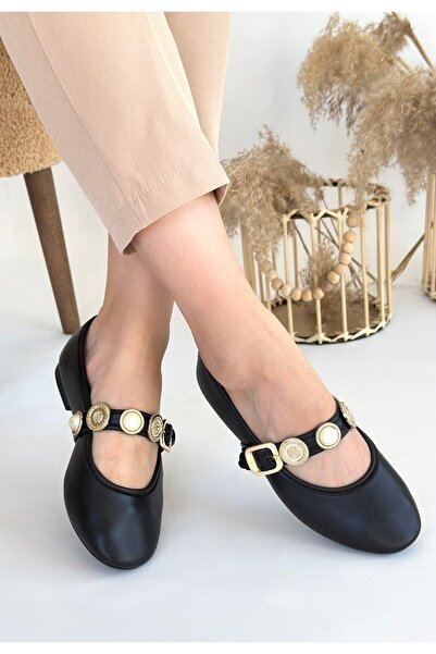 buğrahayalin Atnis Black Skin Ballerina Shoes