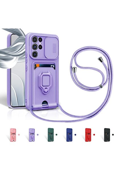 Rivor Samsung Galaxy S25 Ultra Kılıf Kamera Koruma Sürgülü Kartvizitli Kartlı...