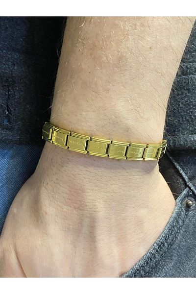 nss sky rock 9mm Italian Charm Gold Steel Bracelet