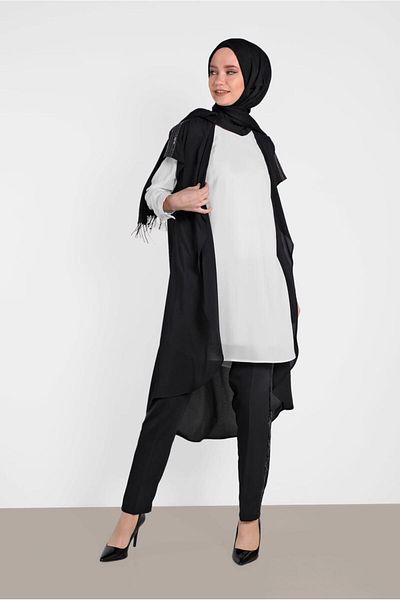 Alvina Embroidered Shoulder Detailed Double Tunic 4475