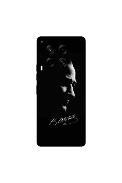 Zebana Tecno Camon 30 Compatible Case Mustafa Kemal Ataturk Black Silicone Ca...