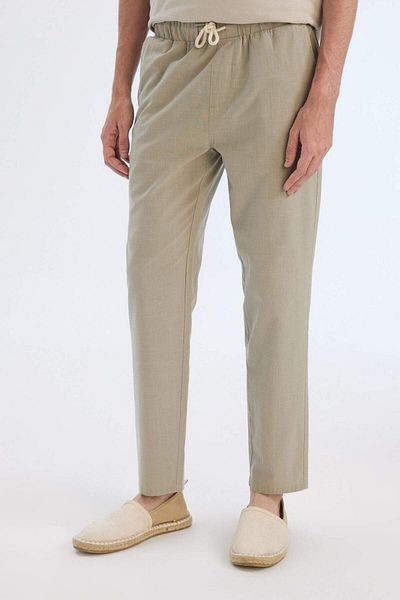 DeFacto 100% βαμβακερό λινό look Summer Jogger Παντελόνι Skinny Leg Μέση με κορδόνια Ελαστική τσέπη Z6475az25sp