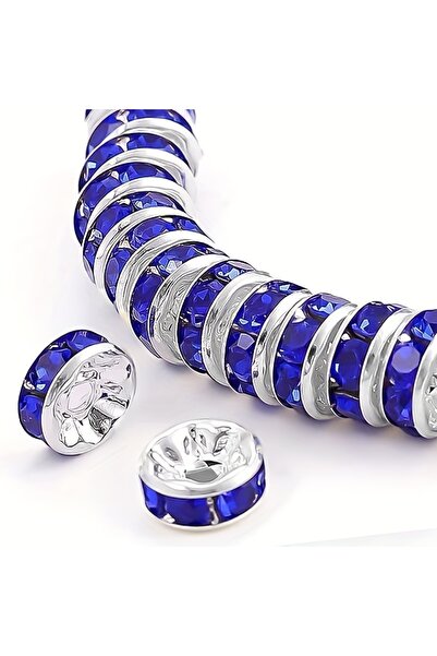 Choice 8 مم فضي-أزرق ياقوتي 120 قطعة 8 مم ملونة مسطحة دائرية مرصعة بالألماس ا...