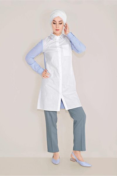Alvina 40596 Model Broderie Detaliată Tunica Bumbac