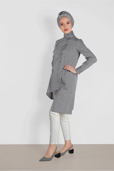 Alvina 4371 Model Asymmetrical Cut Tunic