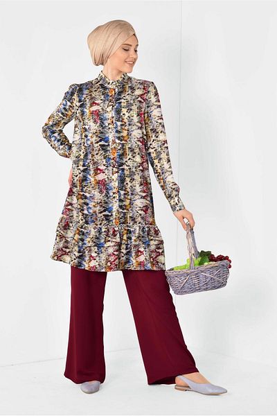 Alvina 4031 Model Colorful Patterned Tunic