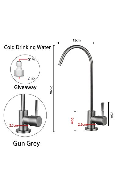 Choice A11225GG ULA 1/4"Kitchen Filtered Faucet Stainless Steel Direct Purifier Direct Drinking Tap Single
