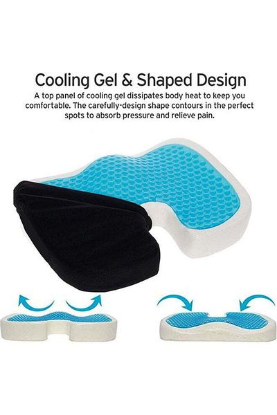 COOYA Gel Enhanced Seat Memory Foam Cushion Pad Black 35x45x7.5cm