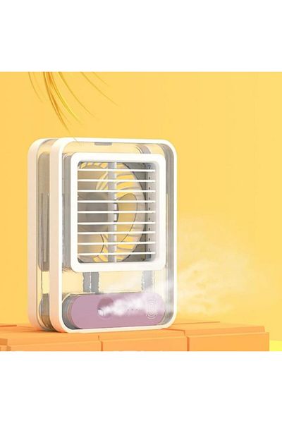KRAWN Mini Air Conditioner Fan with Night Light, Portable USB Rechargeable Spray Mist Humidifying Fan