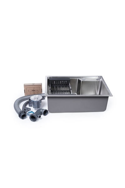 Odonao 304-Stainless Steel, Kitchen Sink single bowl With Drainer, Chrome, 58...
