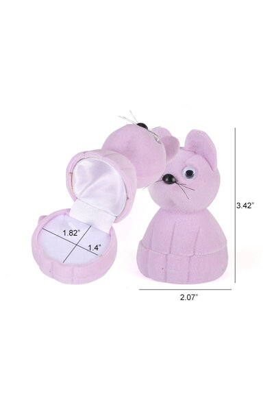 Choice صندوق مجوهرات مخملي على شكل قطة أرجوانية، منظم خواتم زفاف على شكل حيوا...