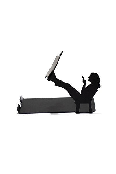 risingmaber Metal Mat Siyah Dekoratif Oturan Kadın Telefon Tutacağı, Metal Te...