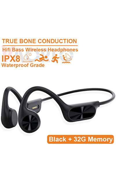 Choice سماعة رأس لاسلكية سوداء مزودة بتقنية التوصيل العظمي وبلوتوث 5.4+(32 جي...