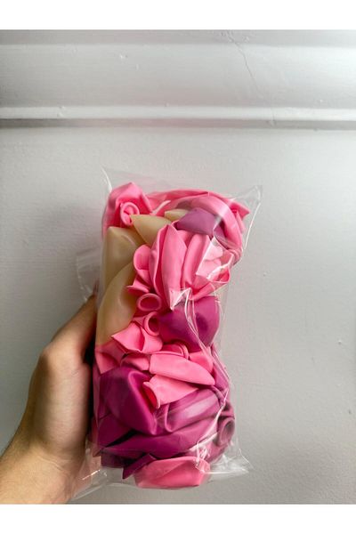 BALON DİYARI 80 Pieces Fuchsia - Pink Transparent Confetti Quality Balloon Set