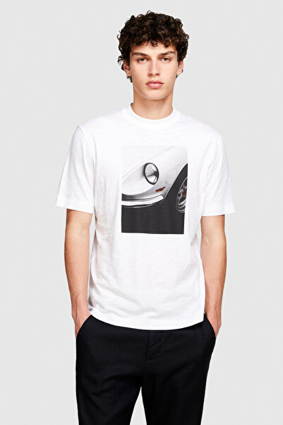 Sisley Ανδρικό μπλουζάκι Crew λαιμόκοψη λευκό 100% βαμβάκι 324P3WF0S103M