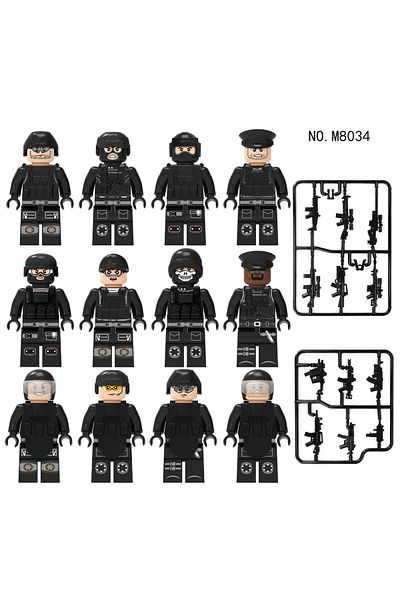 marimari 12Pcs Swat Soldier Mini Figures Building Blocks Come as Visual