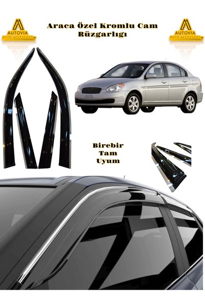 Autovia Hyundai Accent Era 2006-2012 Arası Kromlu Cam Rüzgarlığı 4lü
