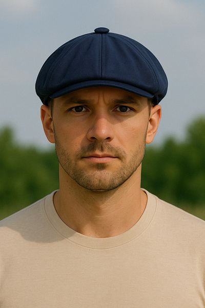CosmoOutlet English Style Eight Pieces Summer Navy Blue Hat with Elastic Back
