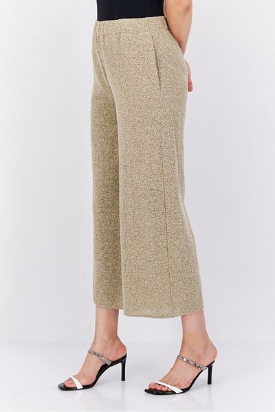 THEORY Women Petite Textured Pull-On Wide Leg Palazzo Pants, Tan