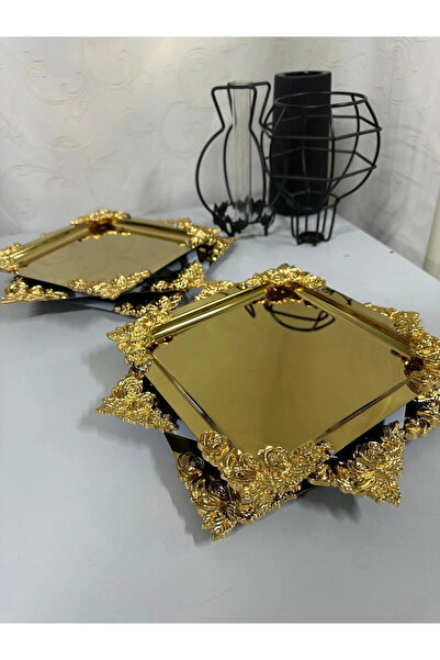 MELFSHOP صينية تقديم فطائر القهوة المصنوعة من الذهب المقاوم للصدأ مكونة من 6 قطع