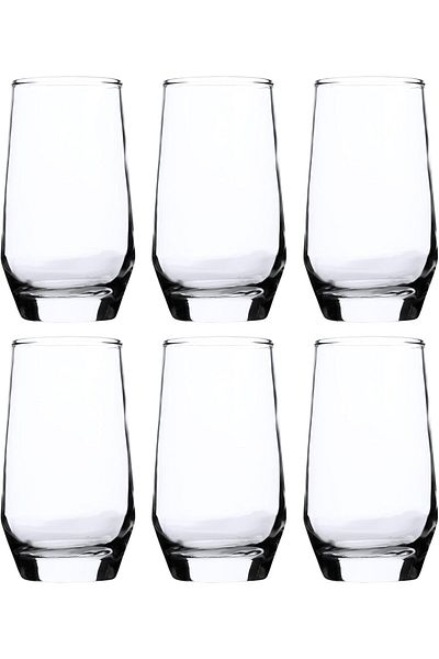 ALSAIF 6-pieces Glass Cup Set, Designed With A Wide Opening And A Stable Base, 390ml