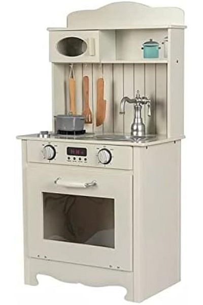 Star Kids Nano Classic Wooden Kitchen Playset for Kids with Sink and Cooking Utensil Accessories