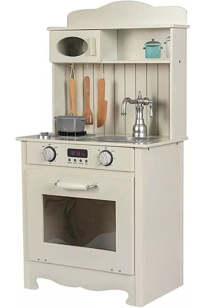 Star Kids Nano Classic Wooden Kitchen Playset for Kids with Sink and Cooking Utensil Accessories