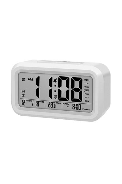 Choice WHITE English Talking Clock Speaking Time and Temperature Digital Bedroom Snooze Alarm Clock with Th