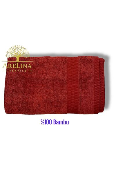 Arelina Textile Bamboo Sofia Border Red 50x90 Bath Towel