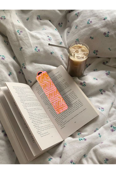 Lu Atelier إشارة مرجعية مصنوعة يدويًا من طين البوليمر كلاي بتصميم ذهبي وردي م...