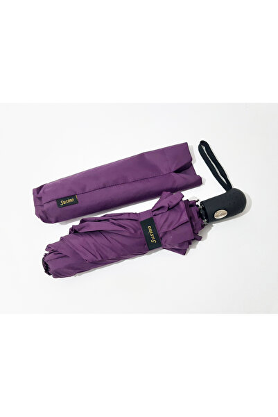 renkli çiçekler Şemsiye 8 Telli Çelik Gövde Otamatik Mor Renk Kadın Şemsiyesi