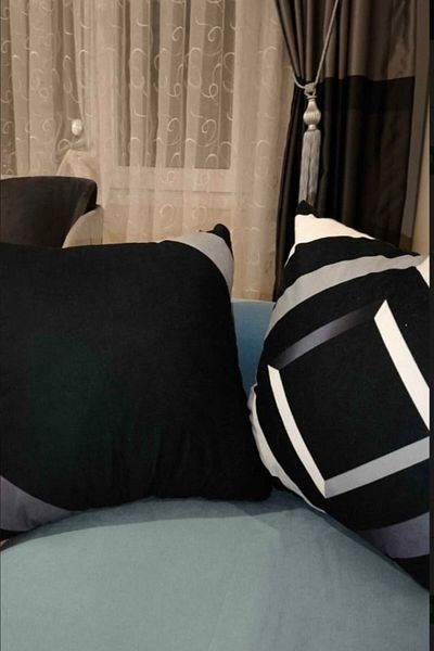 Ardizayn Bohemian - Velvet Fabric (grey - Black) 2-Piece Throw Pillow Cover - Double Sided Print