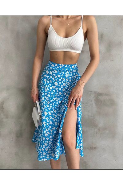 lika boutique Fusta cu fantă cu model de flori
