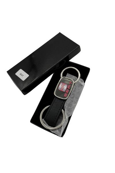platin hediyelik Seat Logo Leather / Steel Keychain, Steel Keychain