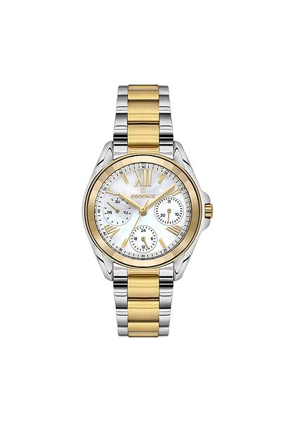 Essence Es6927Fe.220 Gold Yellow Silver Color Dial Stainless Steel Women Wrist Watch