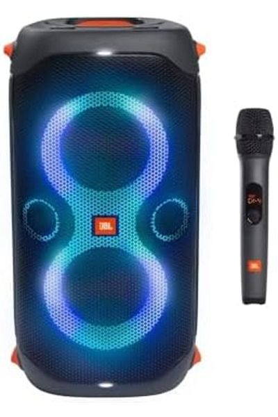 JBL Party Box 110 and Wireless Microphone Bundle Speaker and Microphone with LED Light Effect, 160W