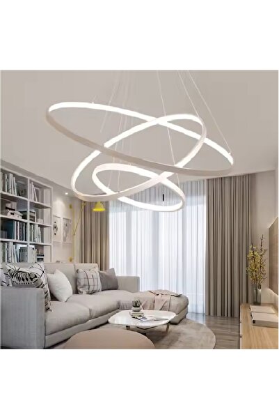 N Naturel Aydınlatma 3LÜ LEDLİ ÇEMBER AVİZE / 3 RENK IŞIK / 20-40-60cm / KUMA...