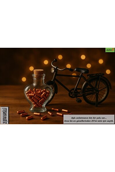 Aurax Kalp Formunda Cam Şişe İçinde Kapsül Halinde 25 Adet Kıymetli Aşk Sözleri