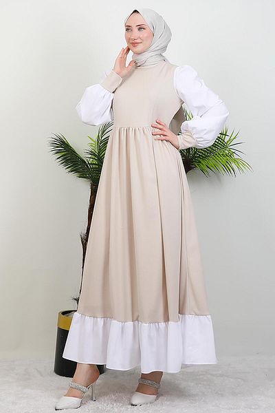 GİYZAMİLA Μπεζ φόρεμα Princess Ruffle