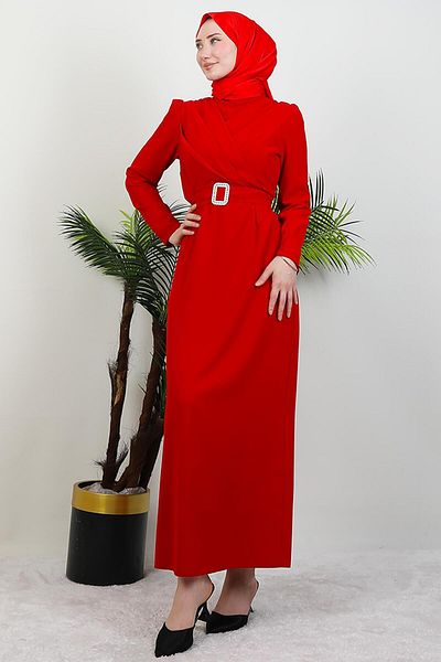 GİYZAMİLA Red Hijab Dress: Shura Model