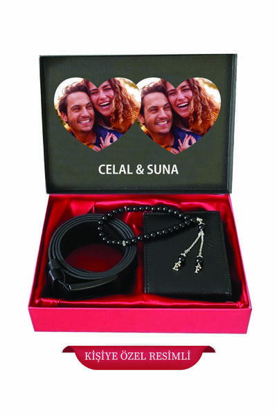 expreshediye İsimli ve Resimli Erkek Hediye Seti, Tesbih Cüzdan Kemer